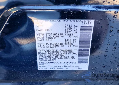 2020 Infiniti Qx60 Luxe z USA, uszkodzony, nr VIN 5N1DL0MN0LC529963